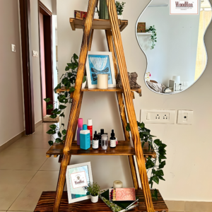 wooden 5 feet ladder shelf