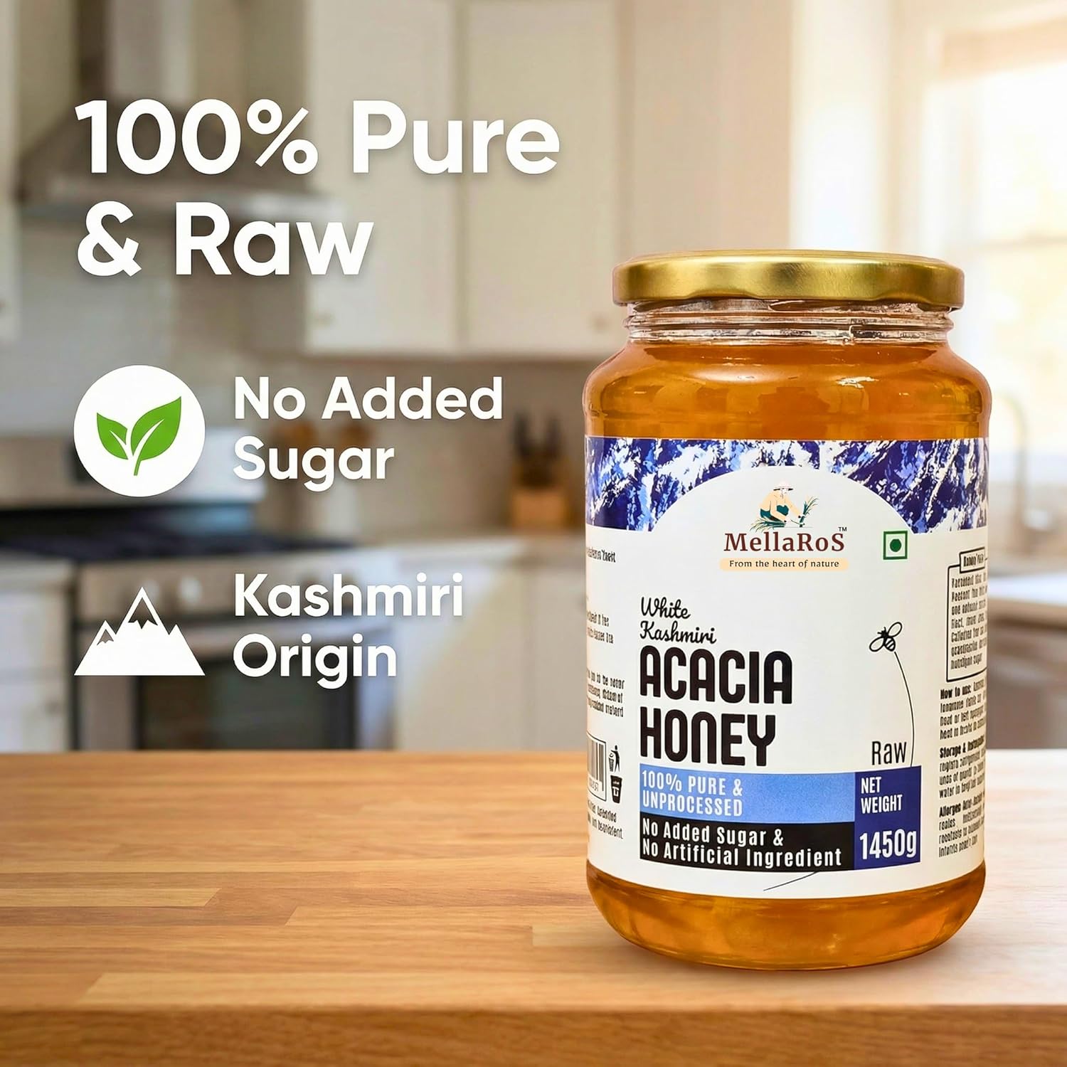 Organic White Kashmiri Acacia Raw Honey-1450g