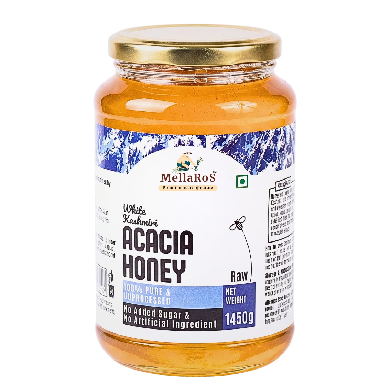 Organic White Kashmiri Acacia Raw Honey-1450g