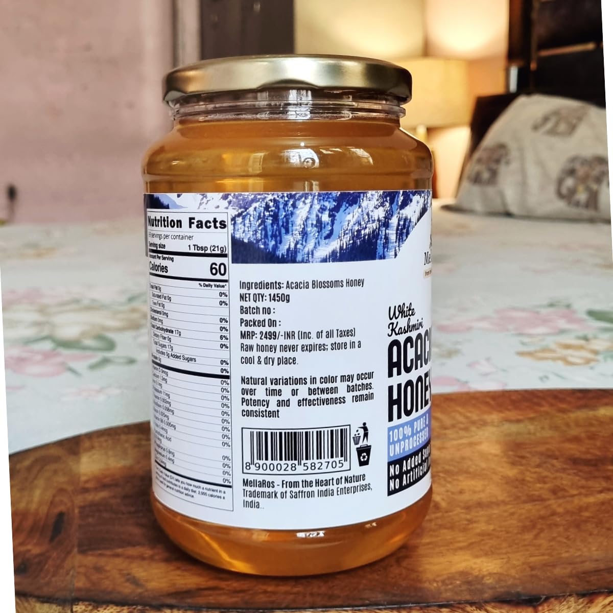 Organic White Kashmiri Acacia Raw Honey-1450g