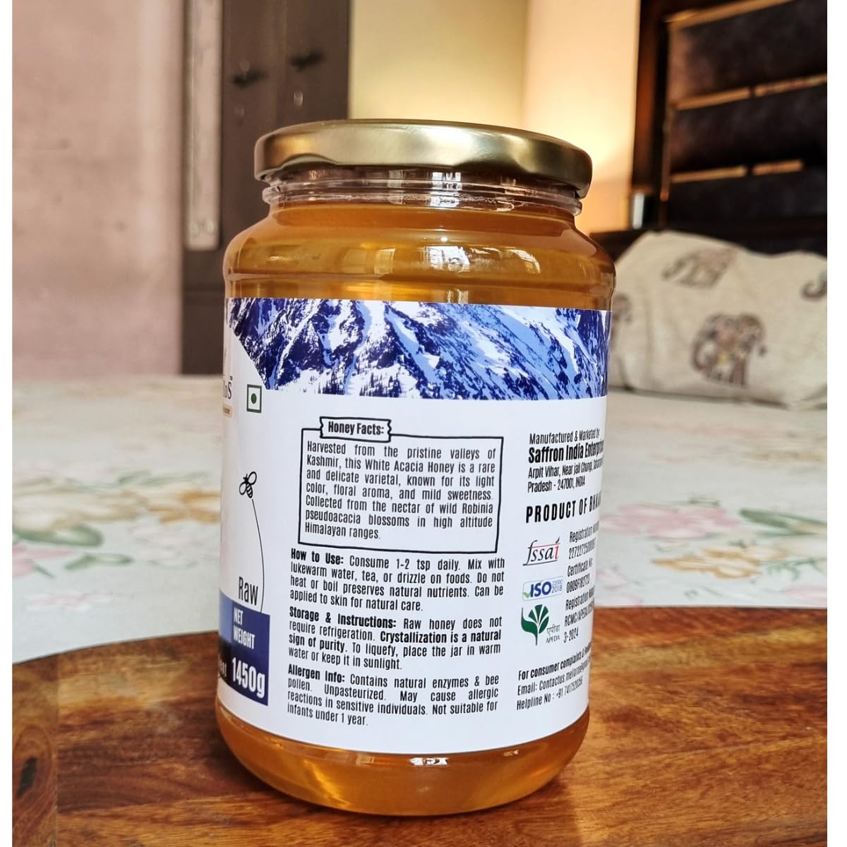 Organic White Kashmiri Acacia Raw Honey-1450g
