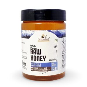 MellaRos Organic White Jammu Raw Honey (Multifloral-330g)